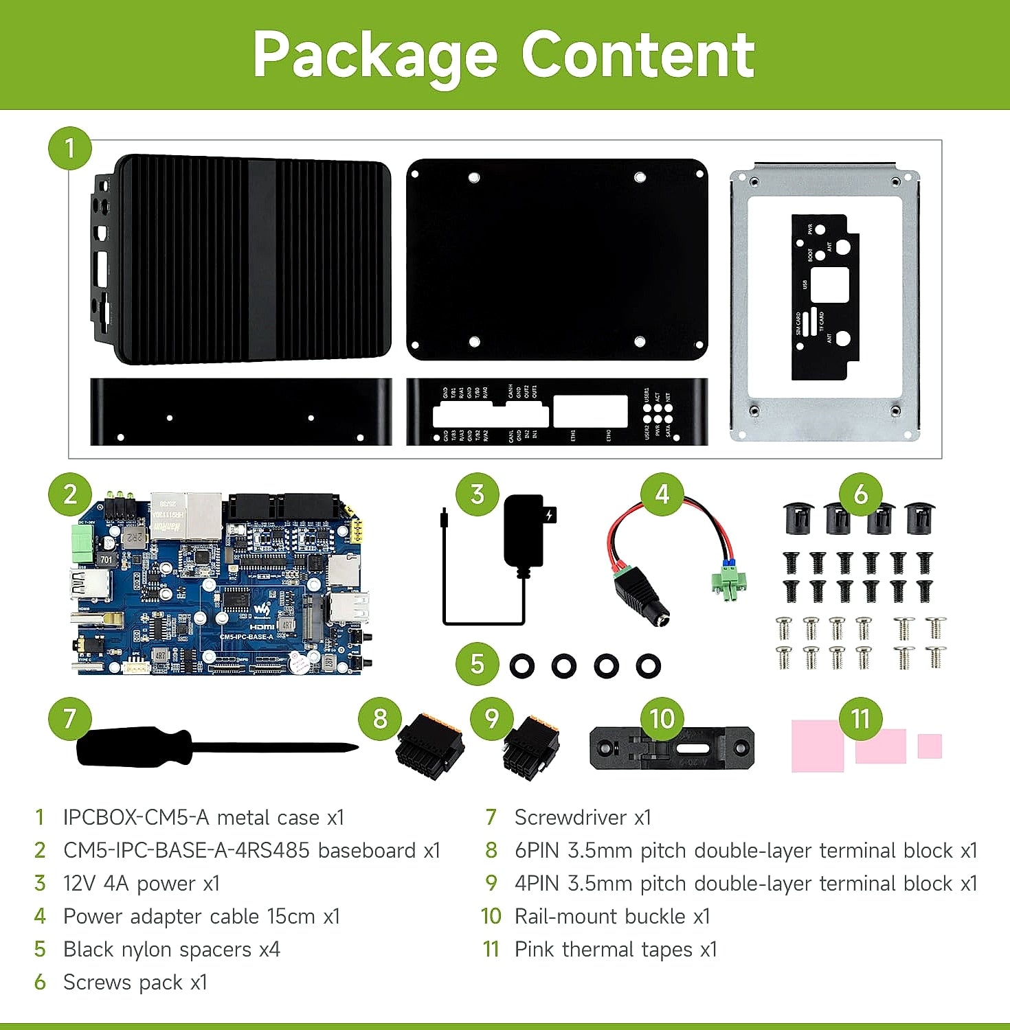 Waveshare CM5 Industrial Computer Dual Ethernet 4G/5G Edge Computing