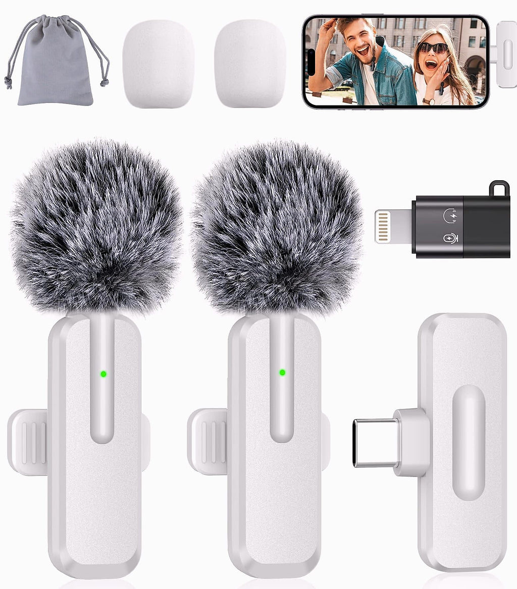 ZOPPLM Wireless Lavalier Microphone 2 Pack for iPhone Android