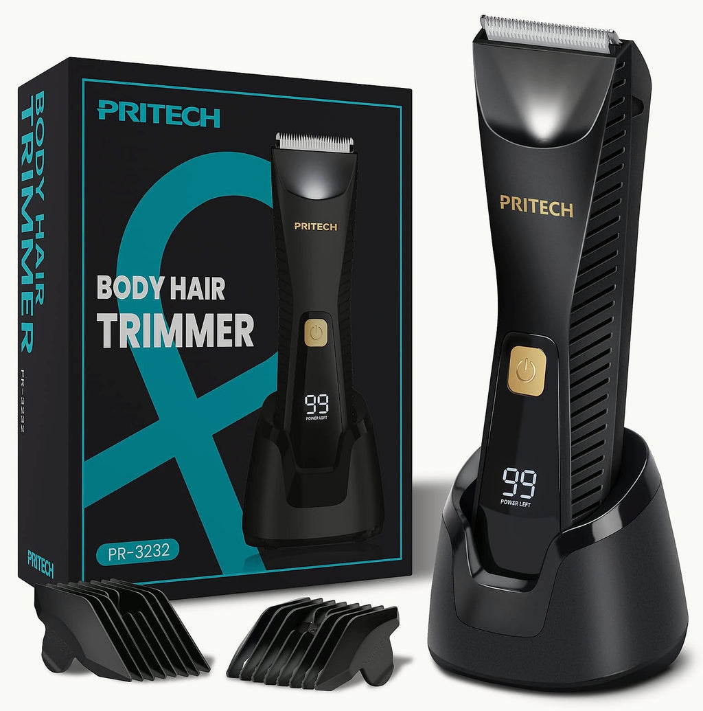 PRITECH Waterproof Body Hair Trimmer with Ceramic Blade