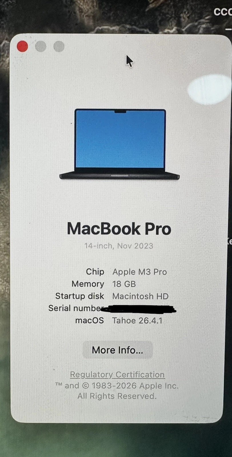 Apple MacBook Pro M3 14 Inch 18GB - Space Black Opens in a new window or tab