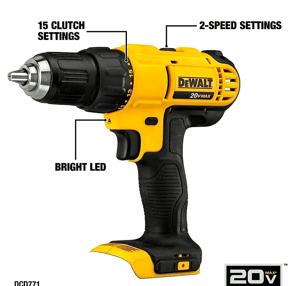 DeWalt DCD771C2 20V Cordless Drill Driver Kit with 2 Batteries