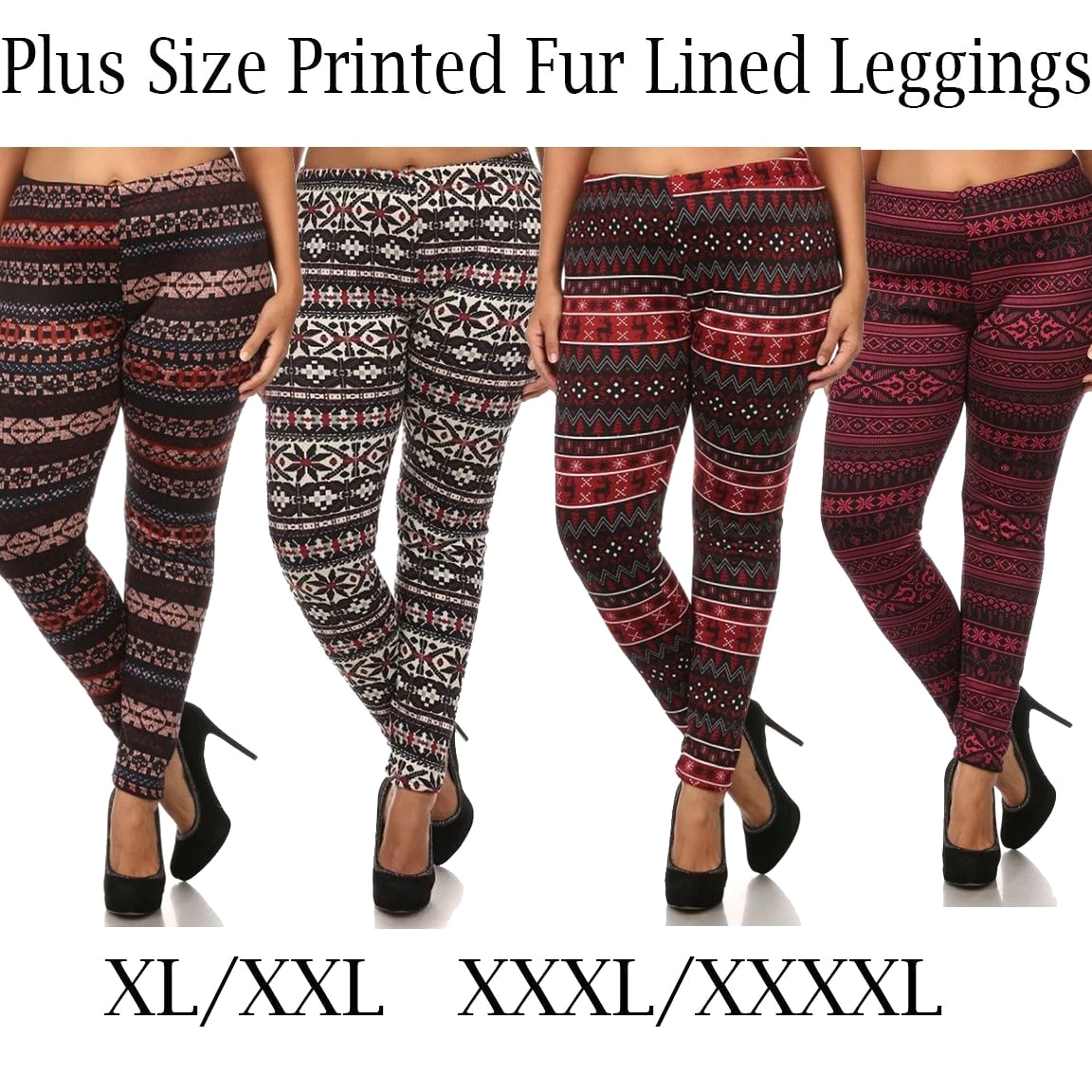 Women's Print Winter Thick Warm Fleece Lined Stretchy Leggings Pants