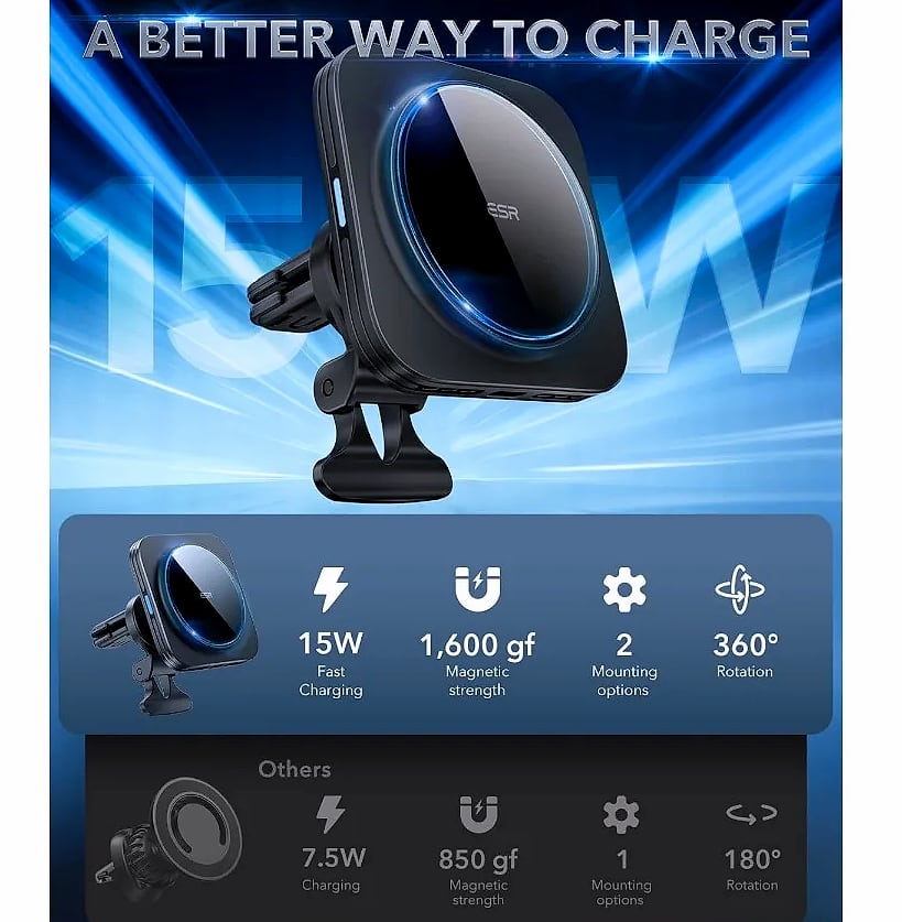 ESR 15W Magnetic Wireless Car Charger with MagSafe Air Vent Mount