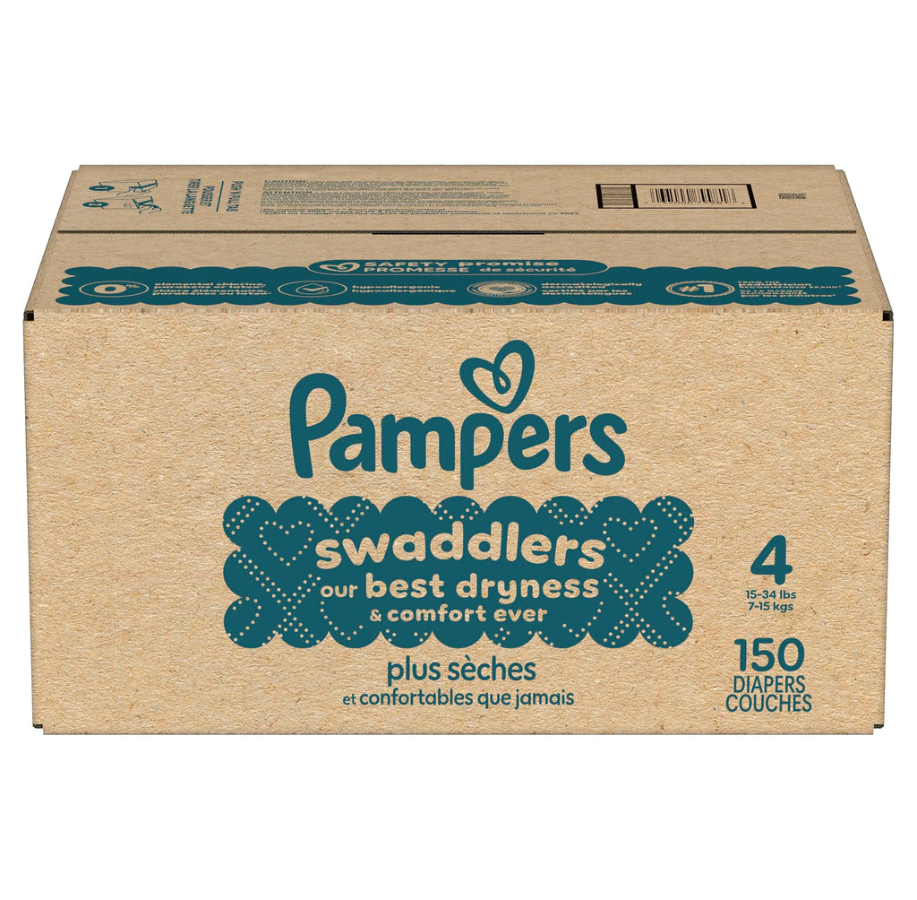 Pampers Swaddlers Size 4 Diapers, 150 Count, Dry Comfort