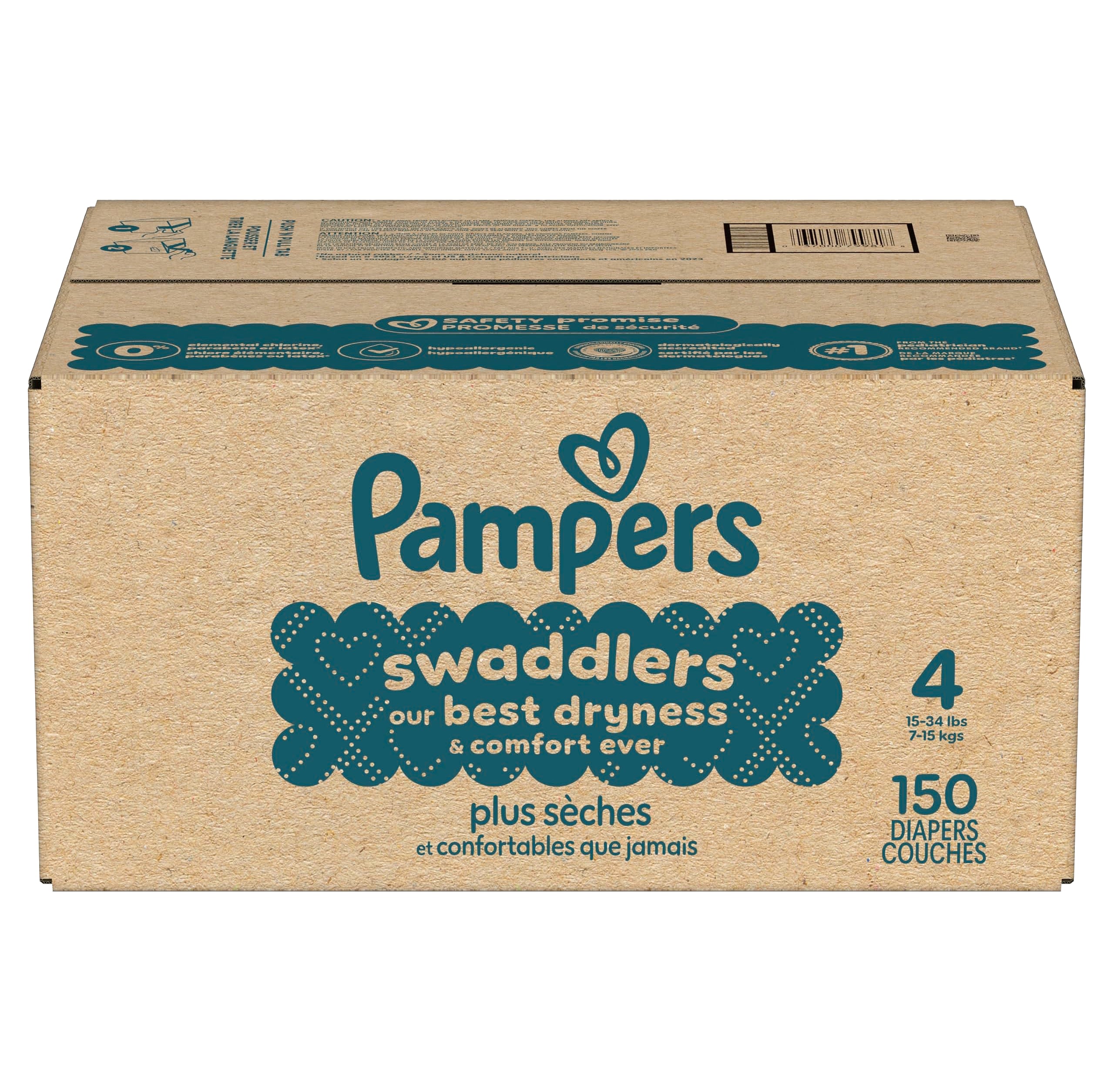 Pampers Swaddlers Size 4 Diapers, 150 Count, Dry Comfort