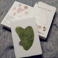 Genuine Jade Stone Massage Natural Quartz Scraper Jade Roller Gua Sha Set - White