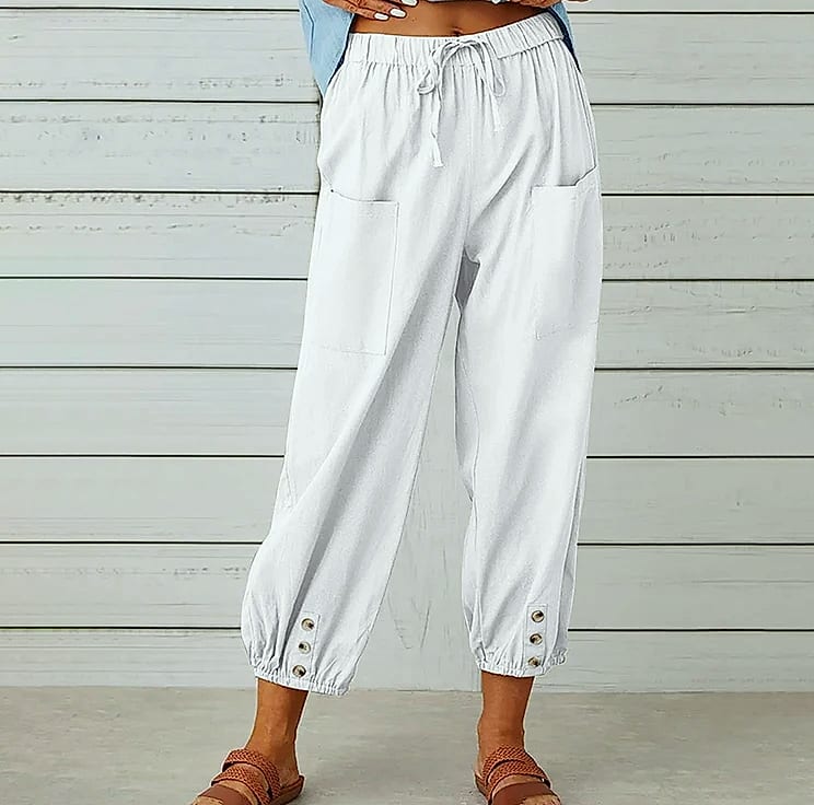 INSTYLISH Women's Cotton Linen Wide Leg Pants