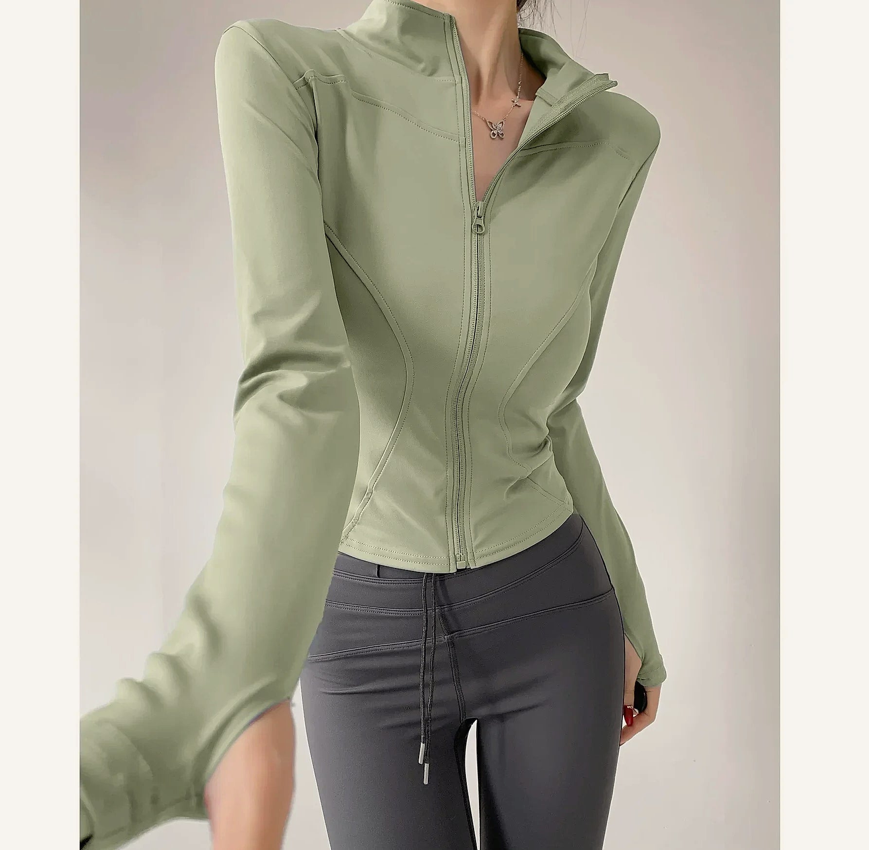 Women's Quick Dry Yoga Jacket Long Sleeve Zip Running Top