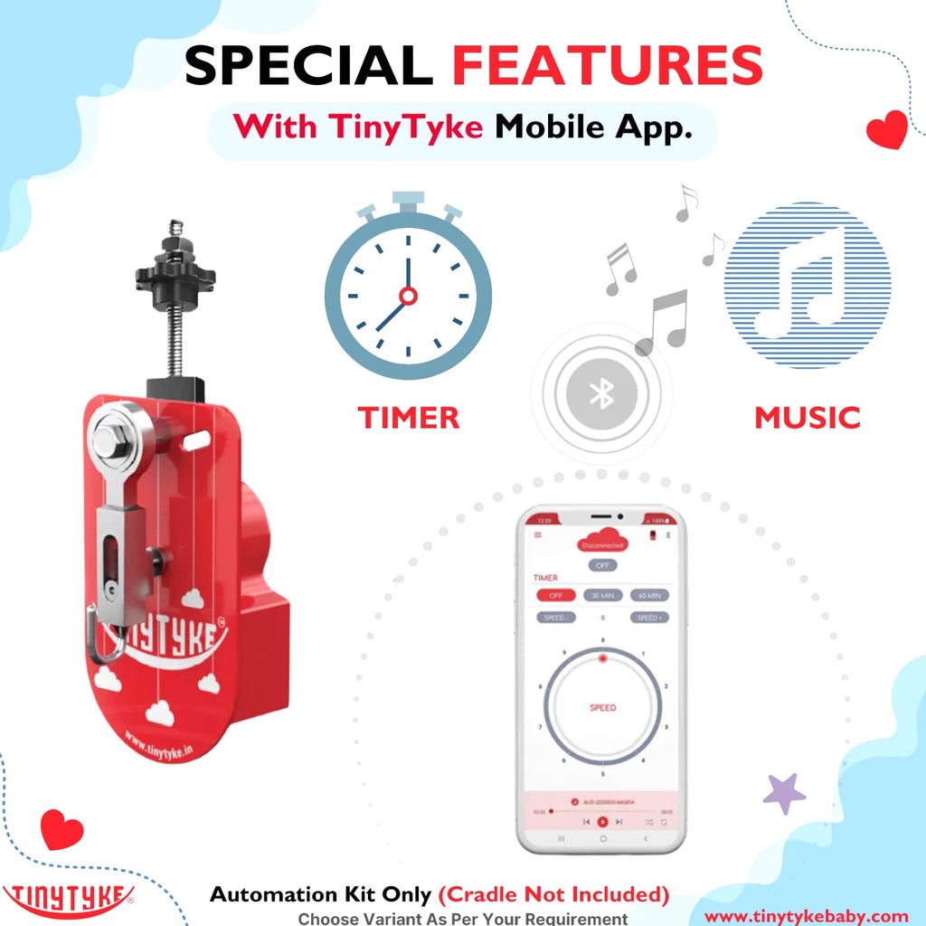 TinyTyke Baby Cradle Automation Kit with Mobile App | Automatic Swing Control