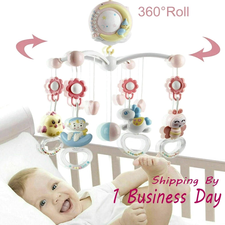 Mobile Baby Rattle Toy Cot Musical Light Bed Bell Kid Hanging Crib Nursery Gift