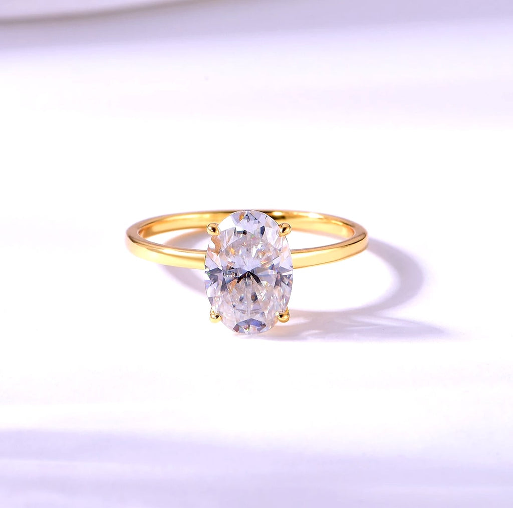 S925 Sterling Silver 2.5CT Oval Moissanite Ring 18k Gold
