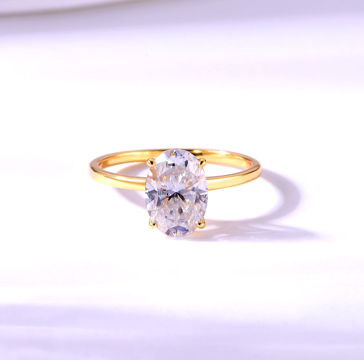 S925 Sterling Silver 2.5CT Oval Moissanite Ring 18k Gold