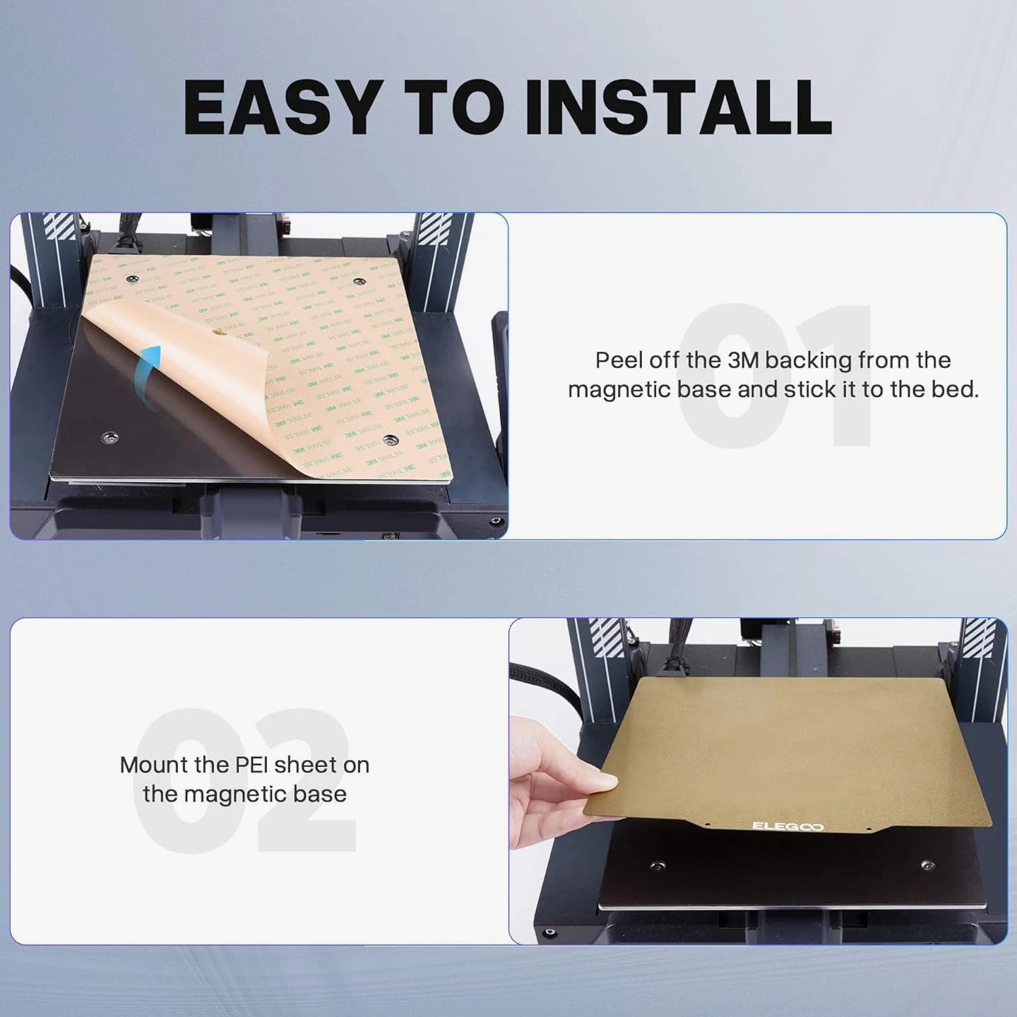 235x235mm PEI Sheet Magnetic Build Plate, Spring Steel Flexible Platform with Adhesive for Neptune 3 Pro