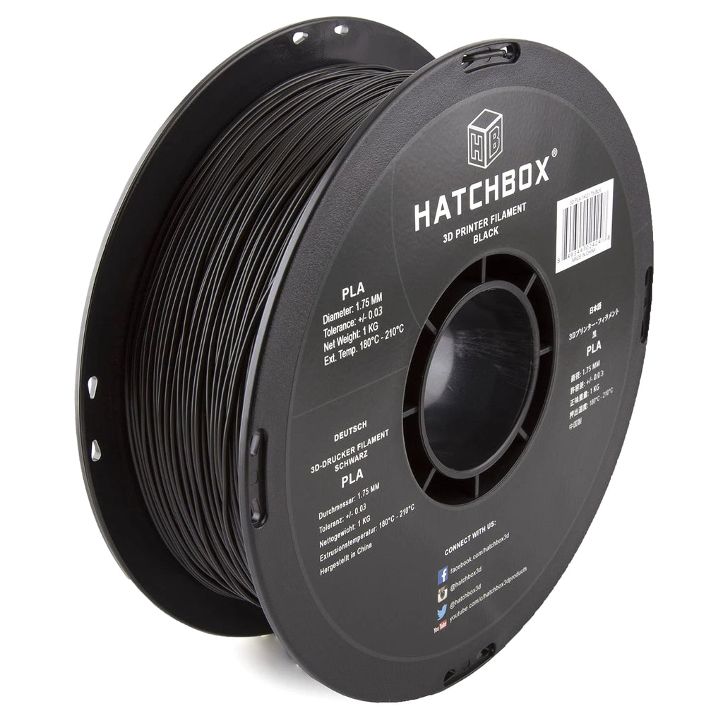 1.75mm Black PLA 3D Printer Filament, 1kg Spool, Dimensional Accuracy +/- 0.03mm