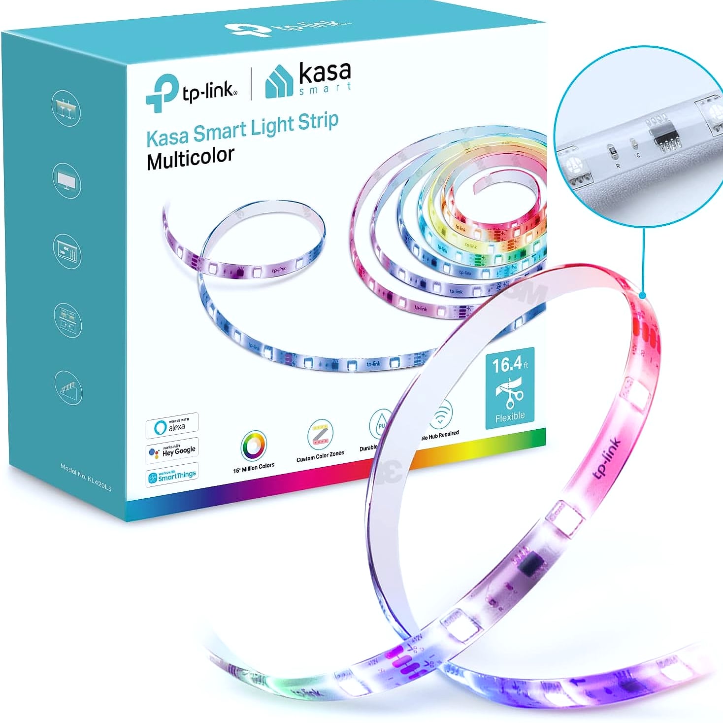 Kasa Smart KL420L5 LED Light Strip, 50 Color Zones RGBIC