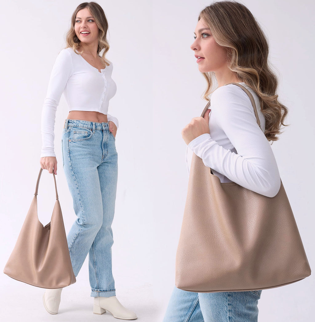 HOXIS Hobo Bag Women Soft Vegan Leather Shoulder Handbag