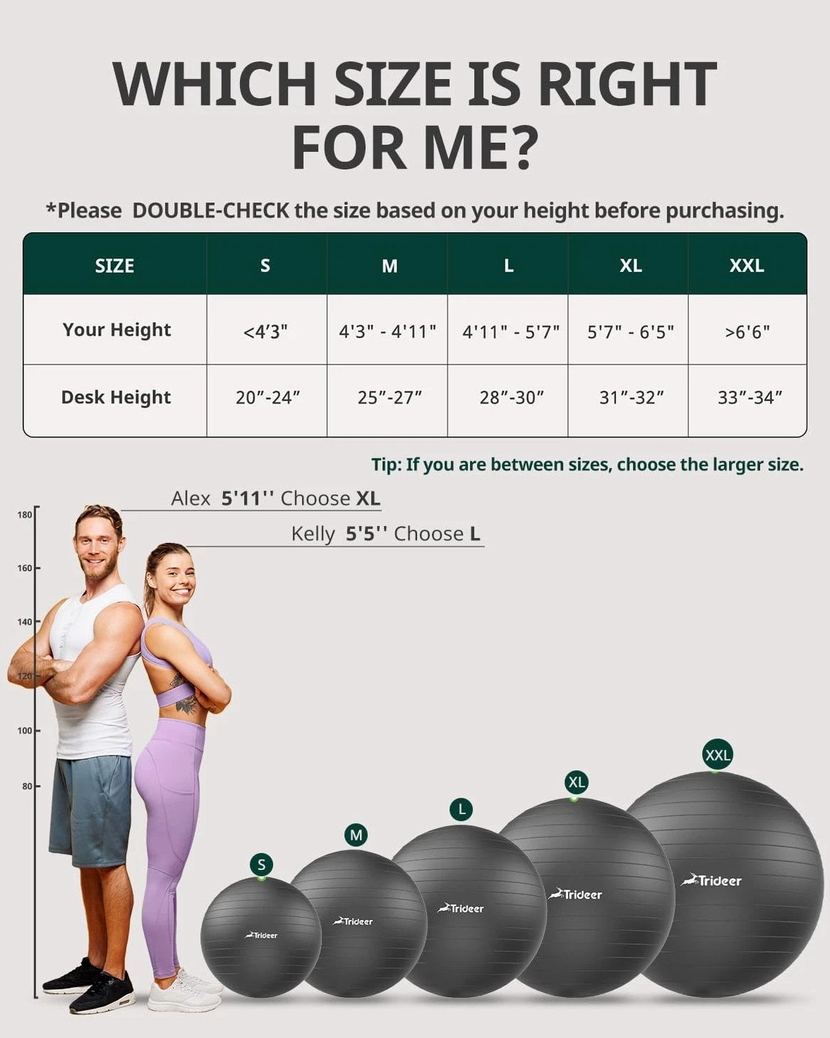 Trideer Exercise Ball for Yoga, Pilates & Fitness – Stability Ball Equipment for