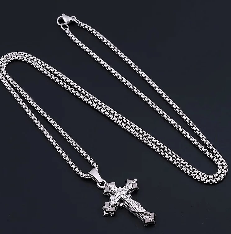 Dress-Up Vintage Cross Pendant Necklace Men Gothic Style