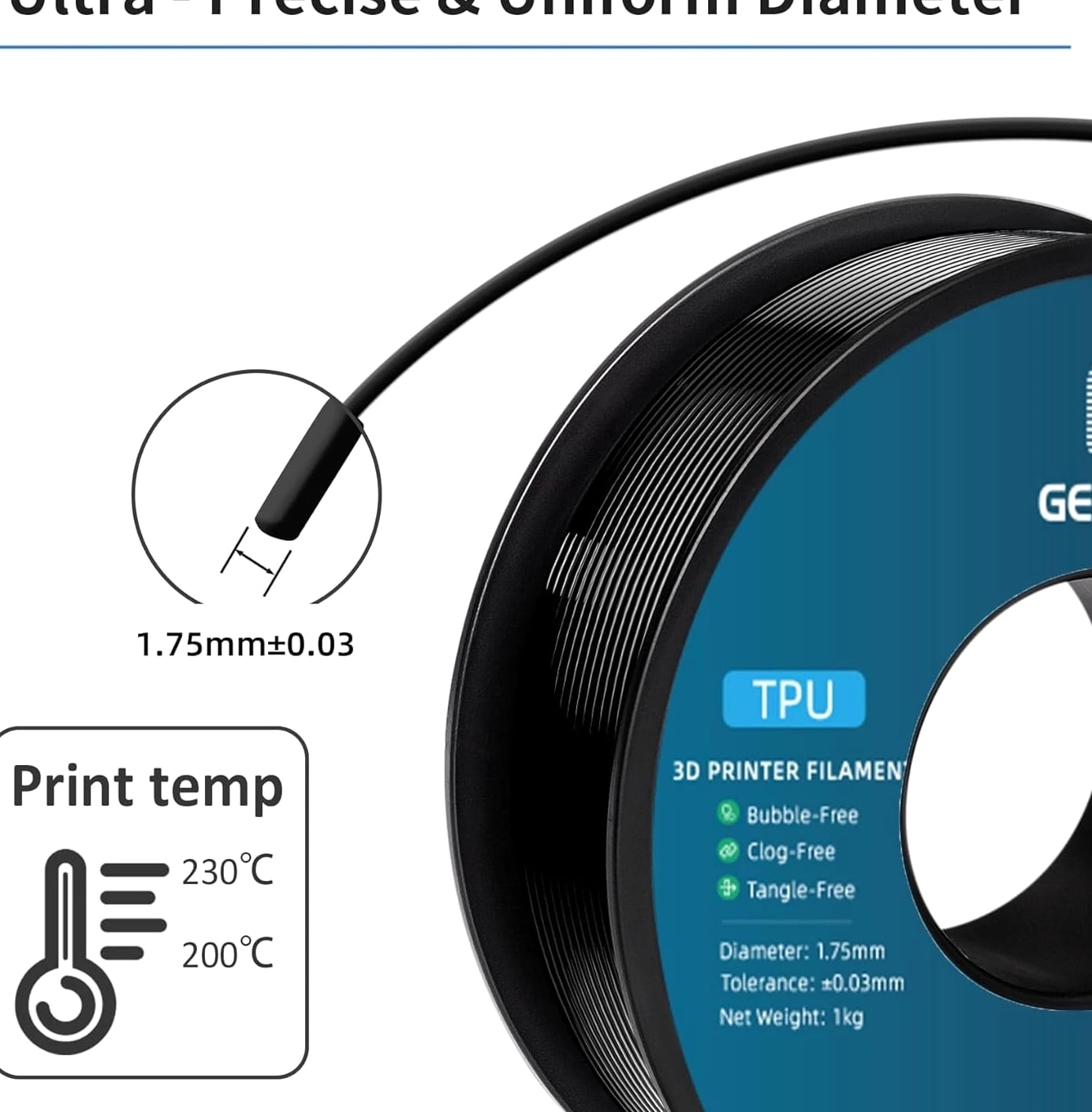 Flexible 3D Printer Filament with High Elasticity TPU