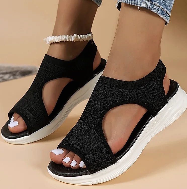 NAZSQ Women's Mesh Knitted Beach Sandals Wedge Roman Style