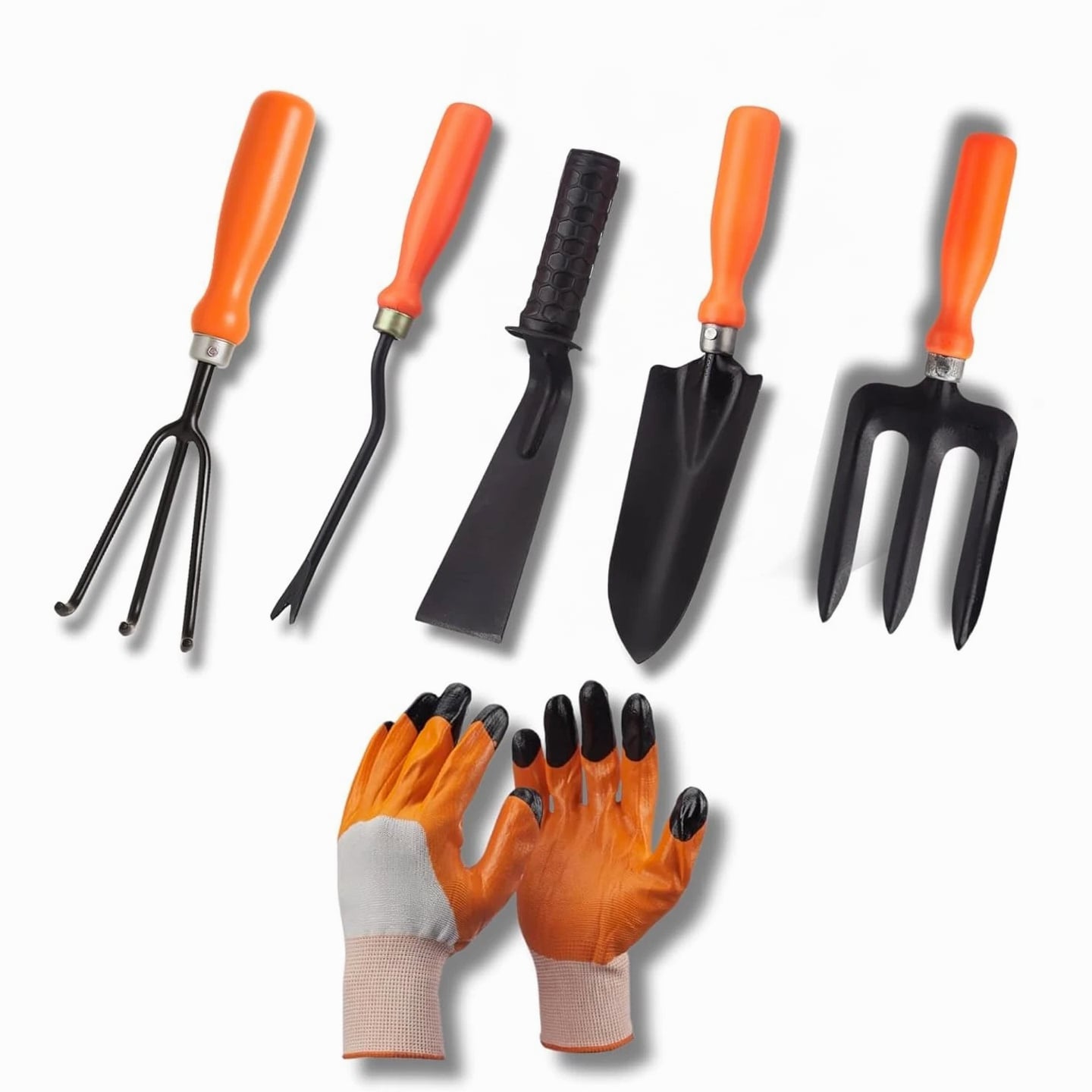 6Pcs Gardening Tools Kit Set Cultivator, Fork, Trowel, Weeder Gloves Home Garden