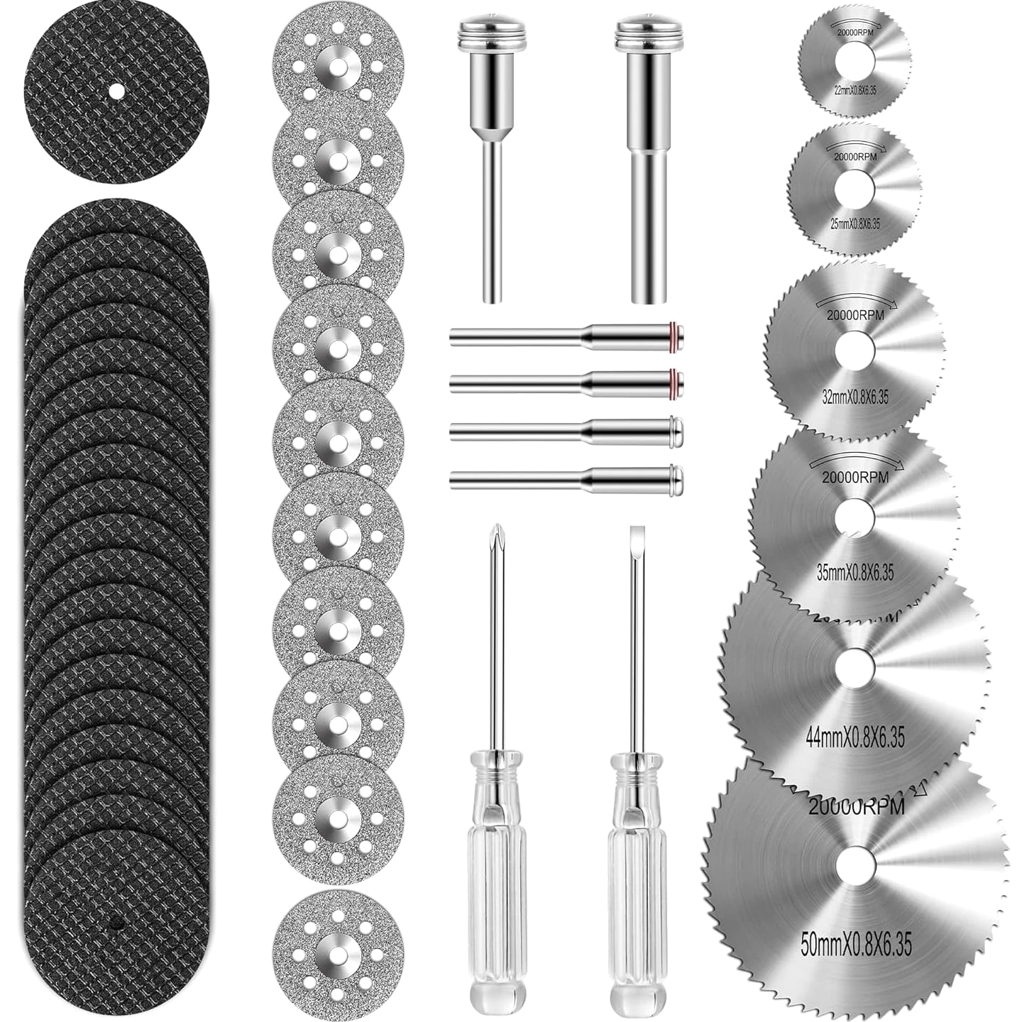 Versatile 44-Piece Cutting Wheel Set with Diamond & HSS Blades for Professionals