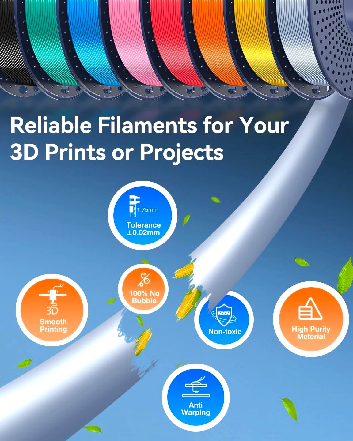 Silk PLA Filament Bundle 1.75Mm, Silk 3D Printer Filament Multicolor, Individual
