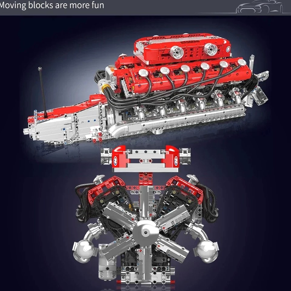 MOULD KING 10169 V12 Engine Model - 3472 Pcs Motorized Building Kit for Adult Car
