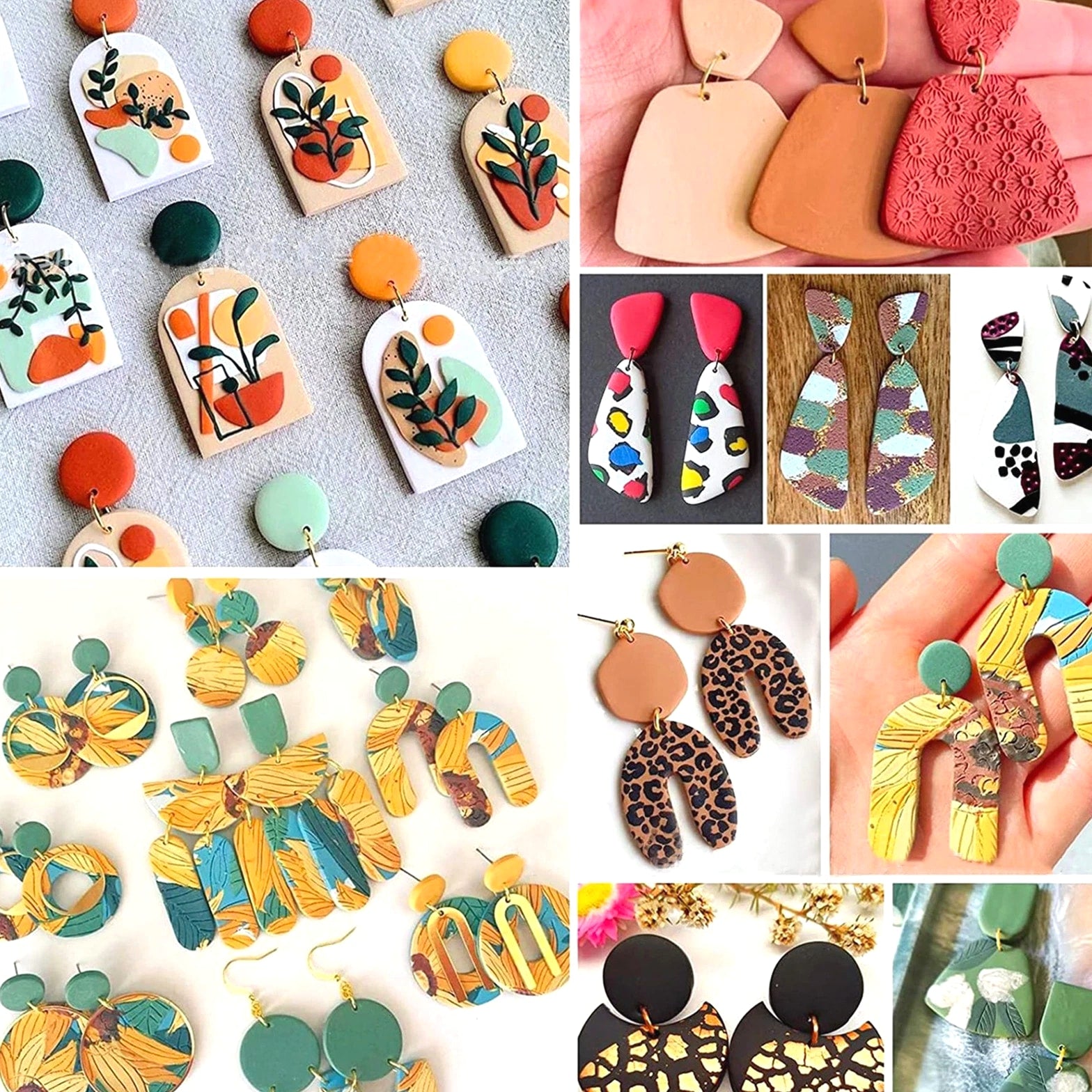 21PCS Polymer Clay Cutters Set Earring Jewelry Cutting Mold Tool Findings DIY