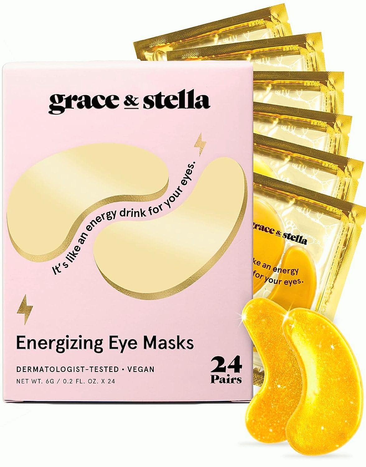 Grace & Stella Gold Under Eye Mask for Dark Circles, 24 Pairs