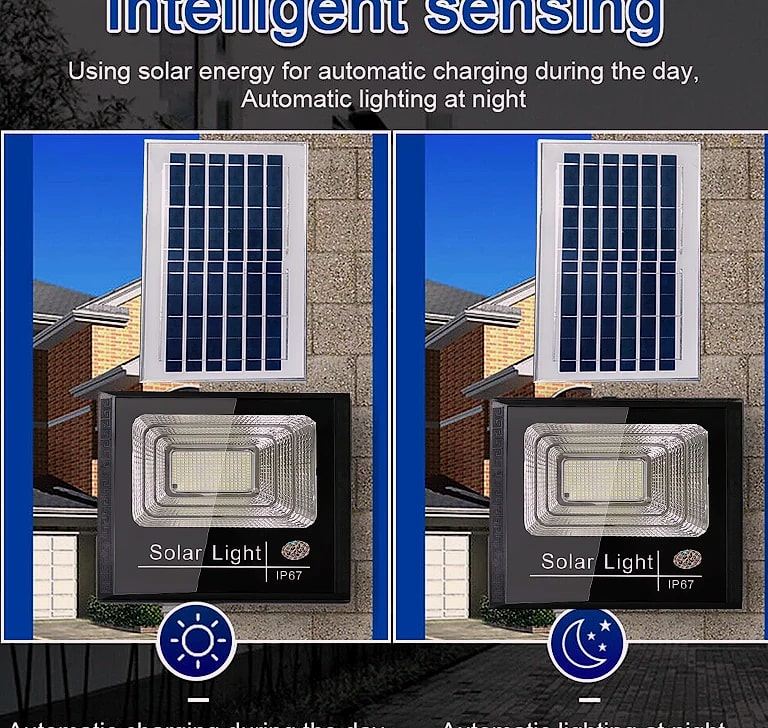 400W Solar LED Flood Light with Remote Control and Night Sensor