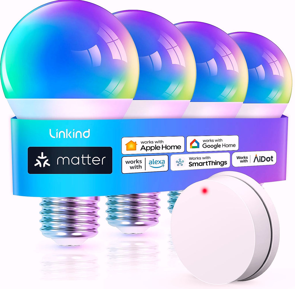 Linkind Matter Smart Light Bulb A19 E26 WiFi RGBTW 6-Pack
