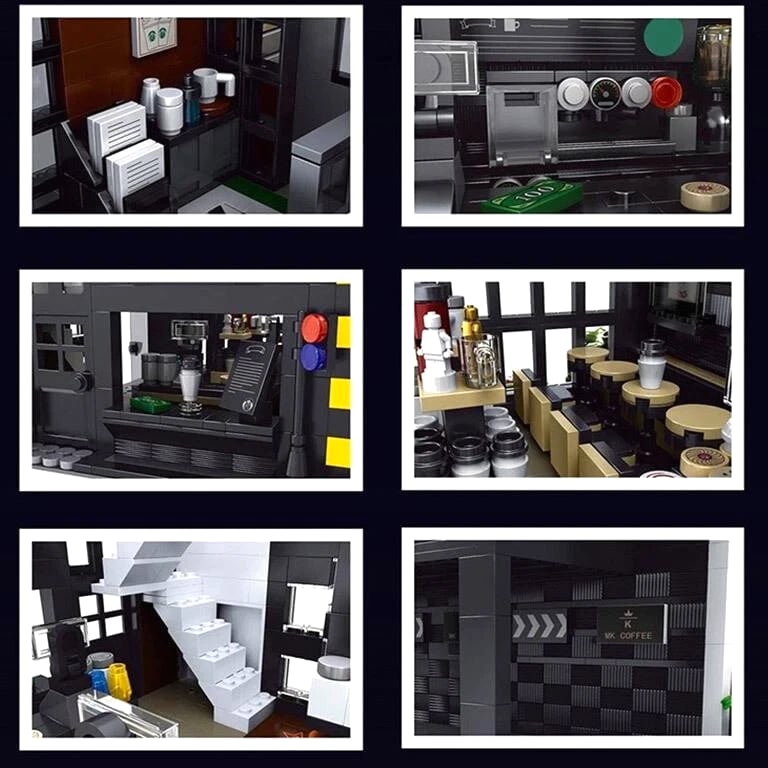 Mould King 16036 Modern City Coffee Shop Cafe Building Brick Toy Set with LED
