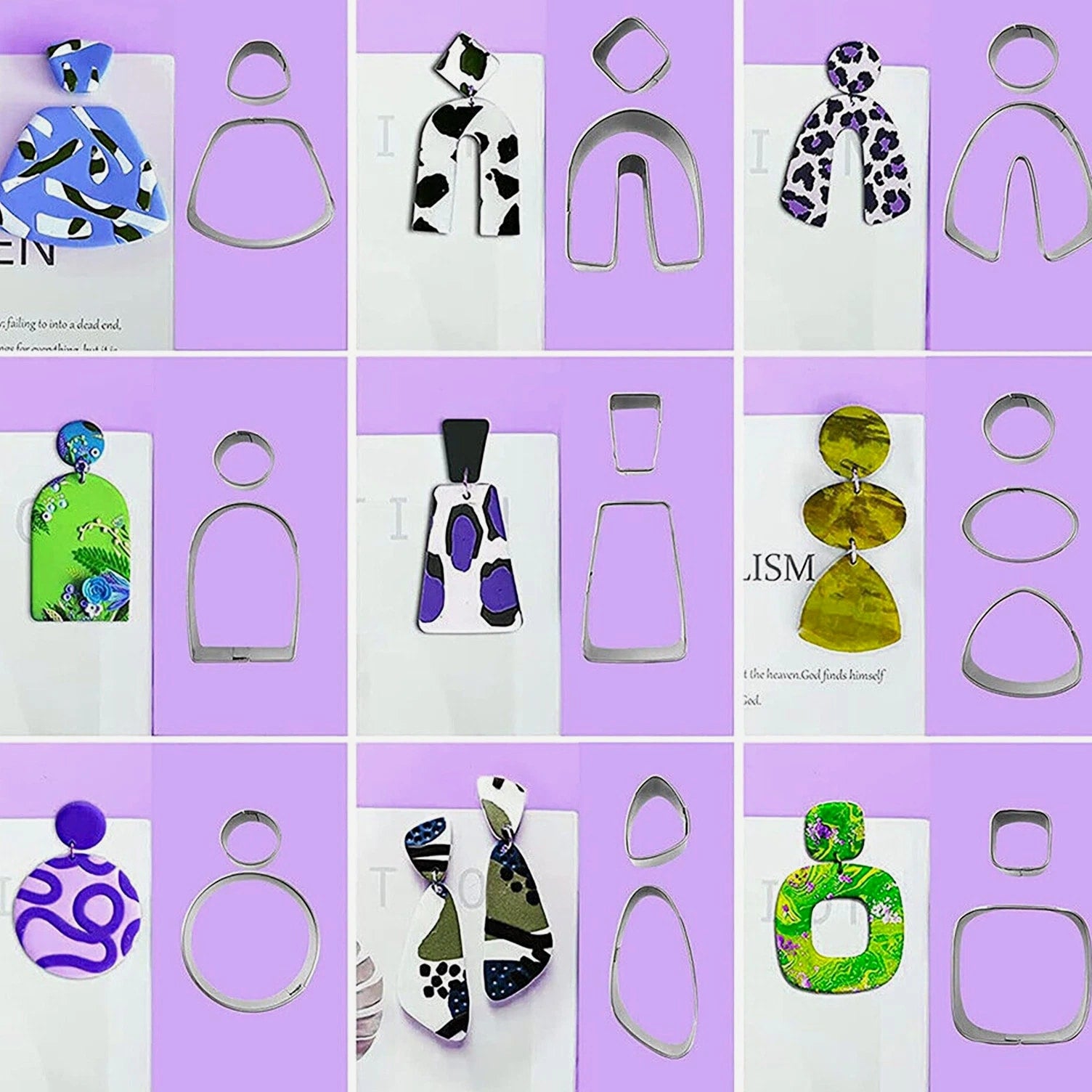 21PCS Polymer Clay Cutters Set Earring Jewelry Cutting Mold Tool Findings DIY