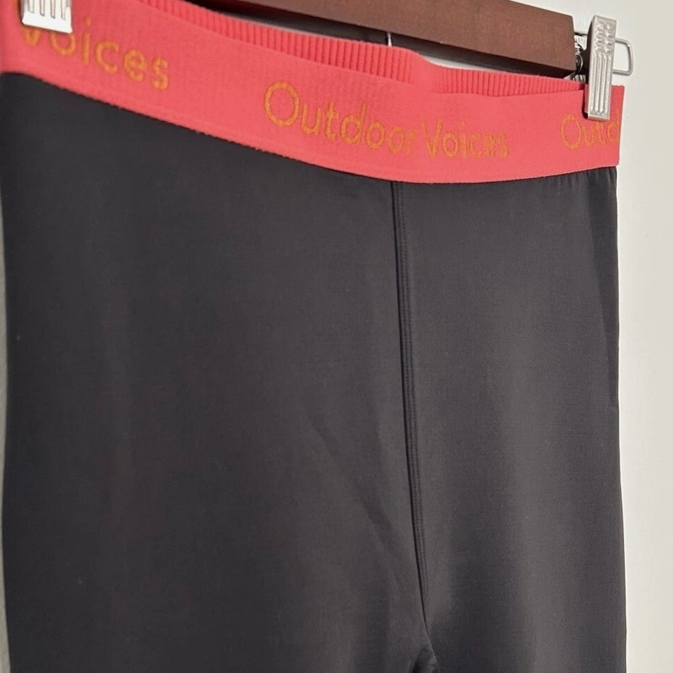 Outdoor Voices Coolmax Lined Black Athletic Scuba Leggings Logo Waistband S