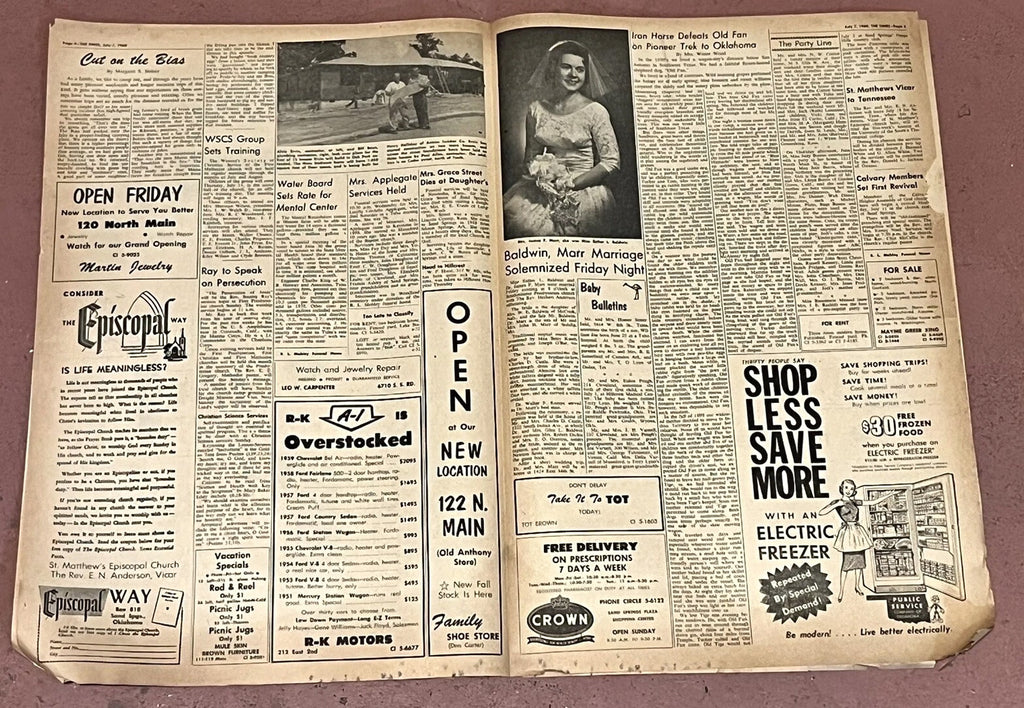 Vintage Newspaper: The Times, Sand Springs OK Antique Advertisements 1960
