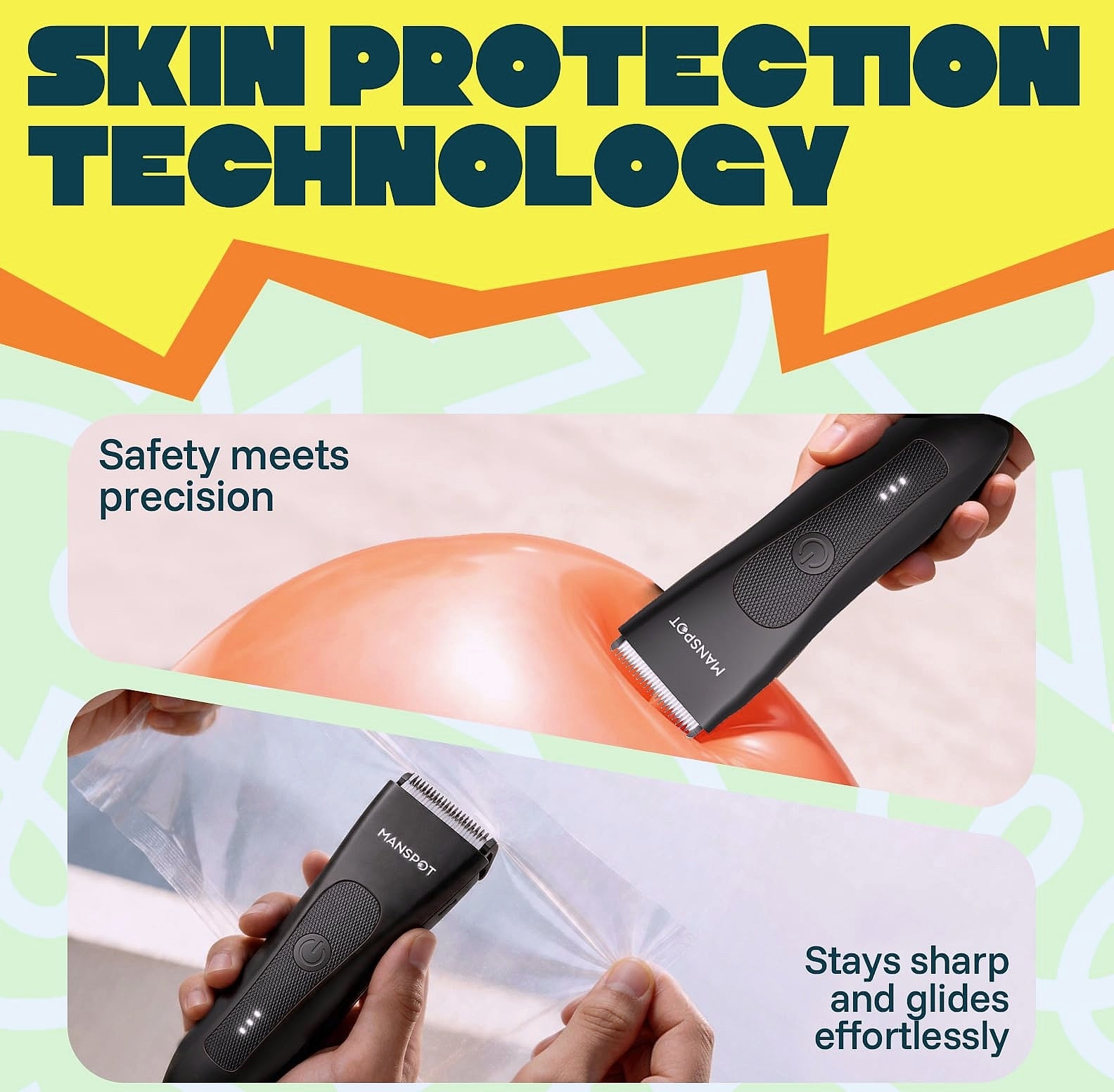 MANSPOT Groin Body Hair Trimmer with 4 Guards and Ceramic Blades