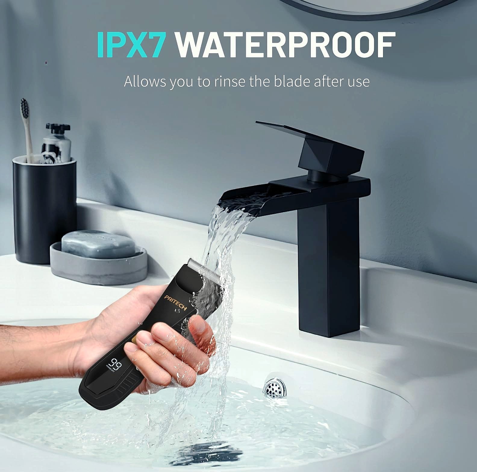 PRITECH Waterproof Body Hair Trimmer with Ceramic Blade