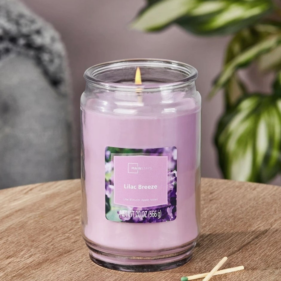 Lilac Breeze Scented Single-Wick Large Glass Candle Jar, 20 oz (2 Pack)