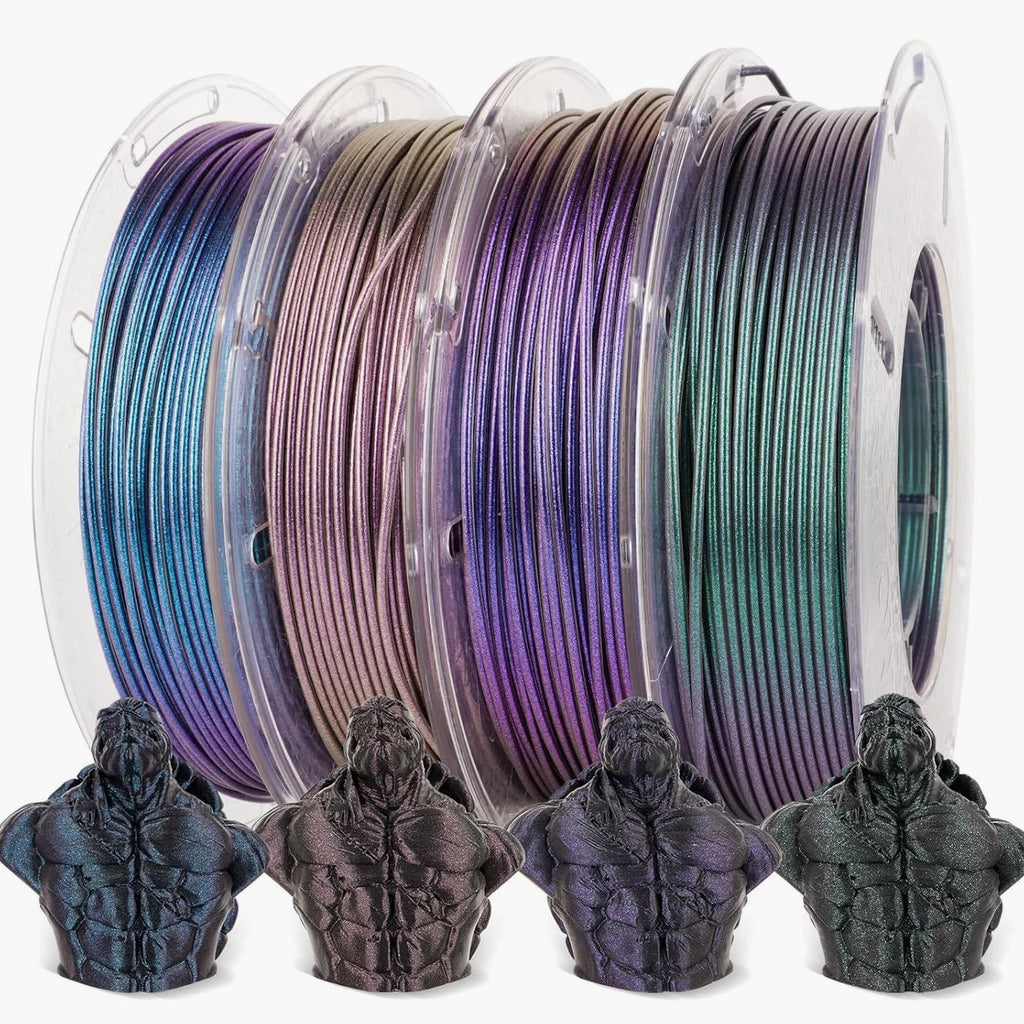PLA 3D Printing Filament Bundle - Dark Purple/Green/Blue/Fuchsia, 200g