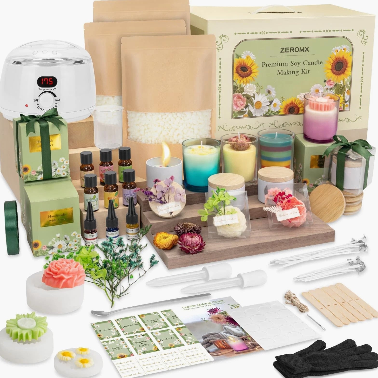 Candle Making Kit for Adults Beginners – 1200g Soy Wax, Digital Wax Melting Pot...