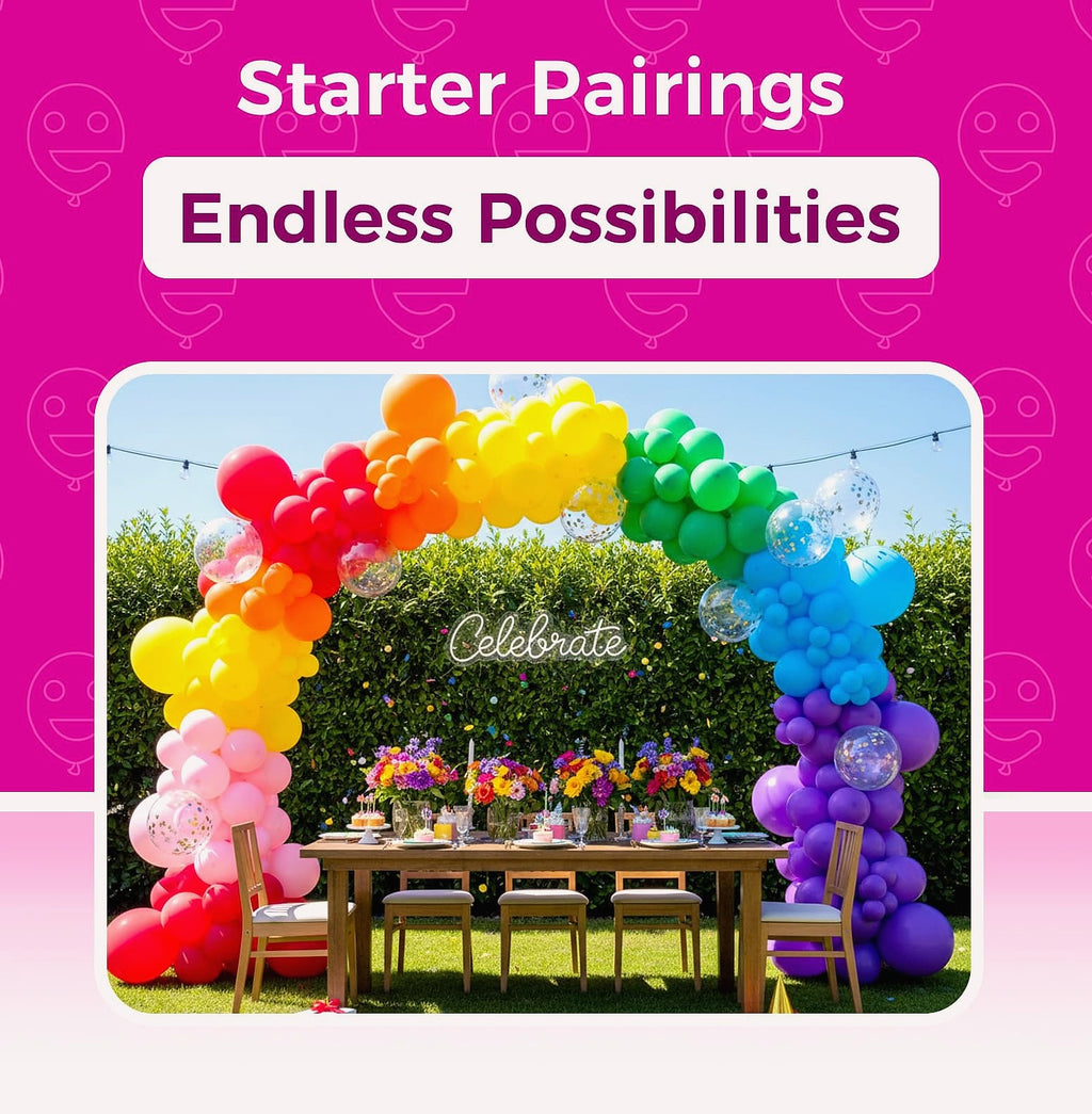 Bezente 12 Inch Rainbow Latex Balloons, 100 Pack Party Decorations