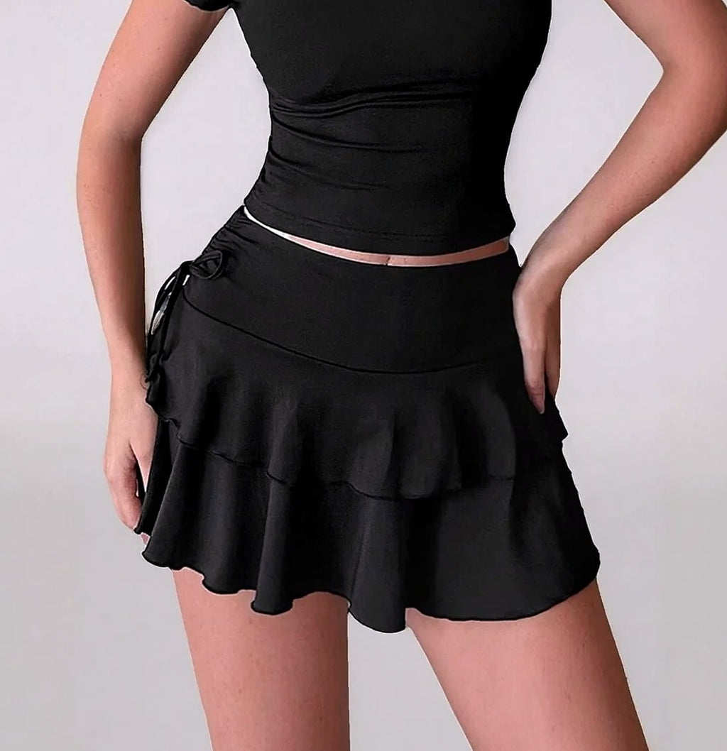 Soqoool High Waist Solid Color Short Skirt for Women