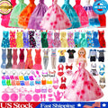 98 PCS Barbie Clothes Doll Fashion Wear Clothing Outfits Dress up Gown Shoes Lot