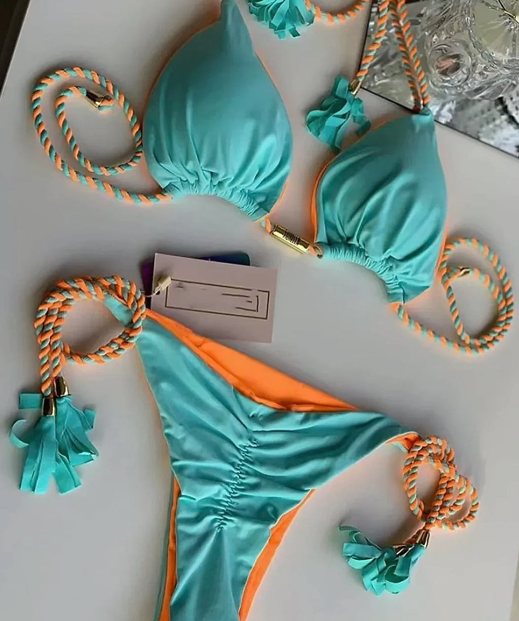 Women's Backless Triangle Bikini Swimsuit