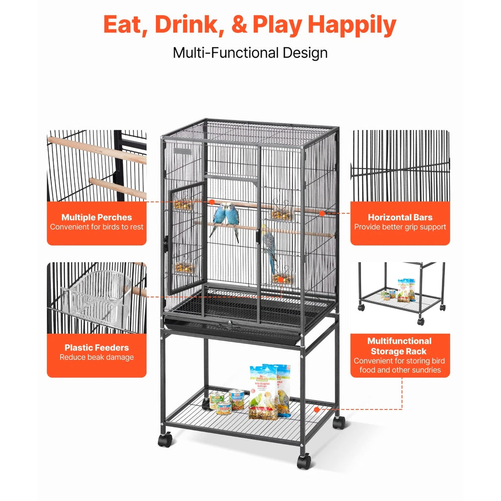 Uimoso Bird Cage with Flat Top, 24.6 x 16.7 x 53.9 inch, Durable Wrought Iron