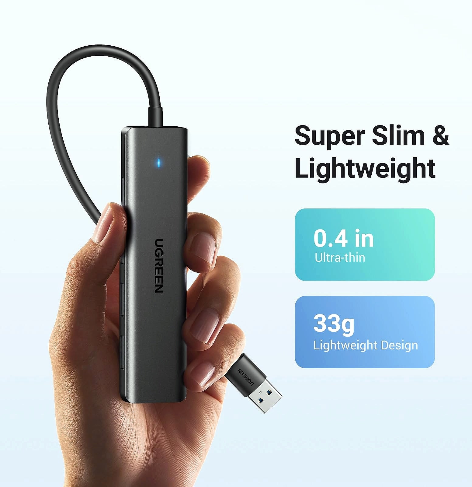 UGREEN USB 3.0 Hub 4 Port USB A Splitter Expansion 0.5FT