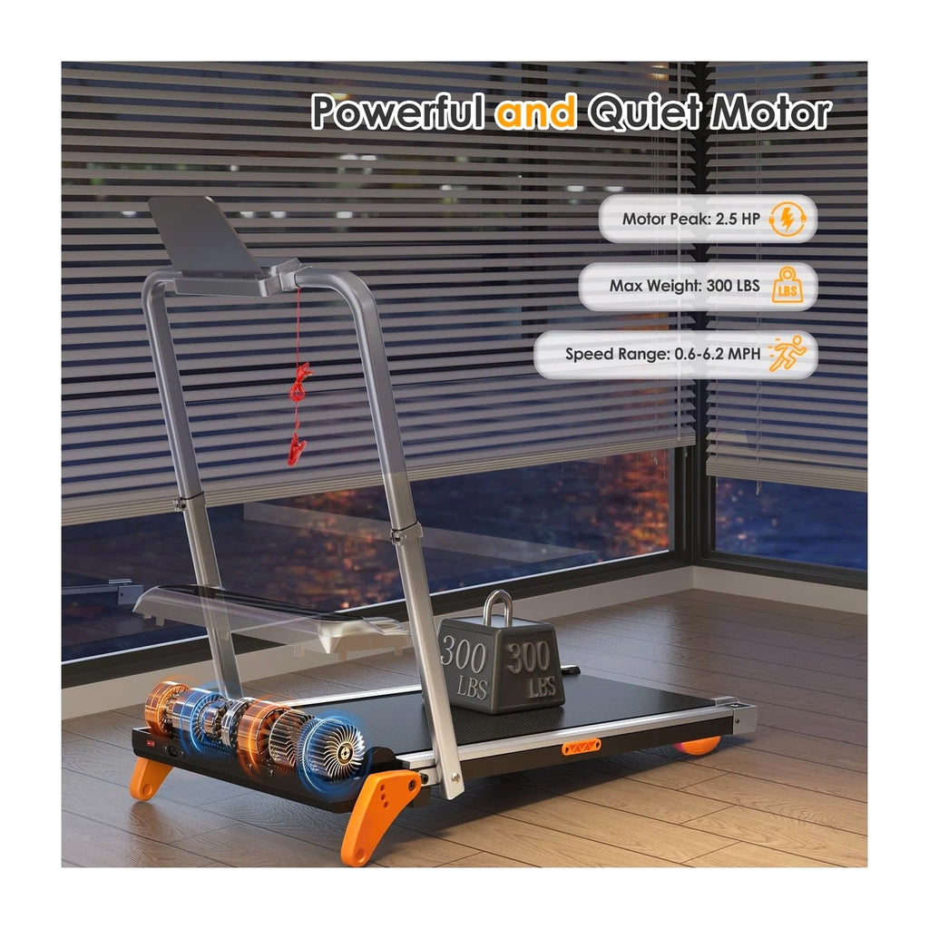 Walking Pad with Incline - Portable Treadmill with Handle Bar for Home Office U...