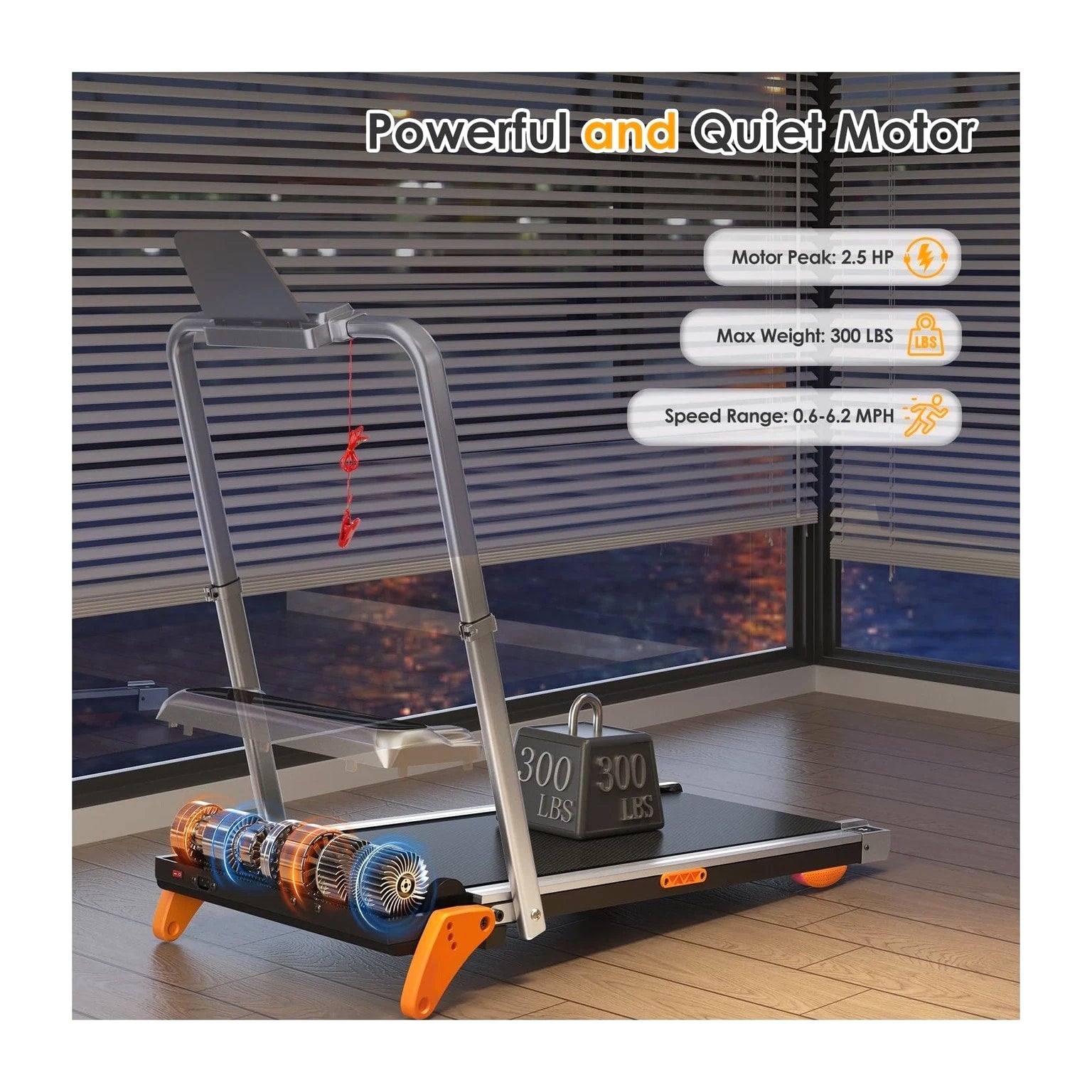 Walking Pad with Incline - Portable Treadmill with Handle Bar for Home Office U...