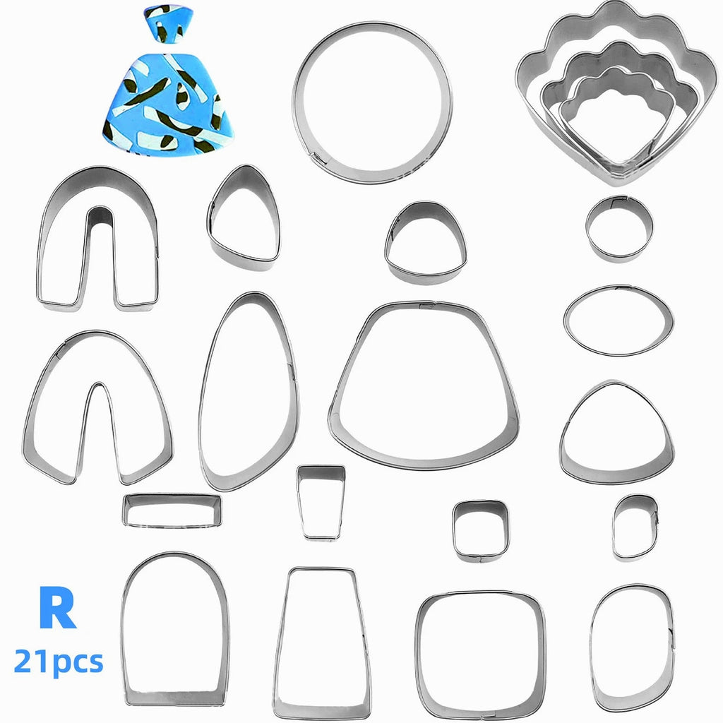 21 Pcs Polymer Clay Cutters Set - Earring Jewellery Cutting Mold Tool Findings DIY